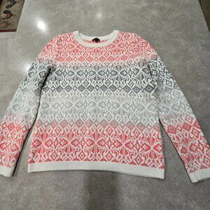 TALBOTS Women's Fair Isle Wool Blend Long Sleeves Ombre Design Sweater - Sze M/P
